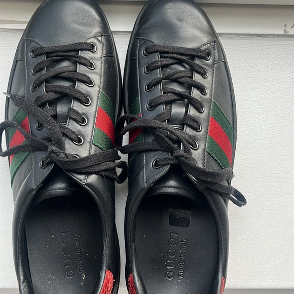 Gucci - Men’s Ace Sneakers - Black Leather - Picture 2 of 7